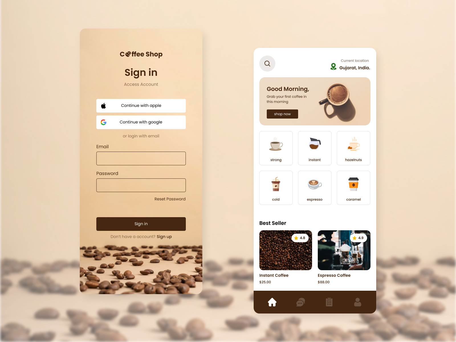 Coffee Shop Application by Karan Tank on Dribbble