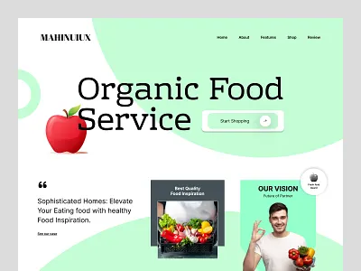 Healthy - Organic food service b2b banner clean web eating fastfood website food food and beverage food delivery website food ordering website food website header landing page minimal design product restaurant saas trendy design ui web webdesign
