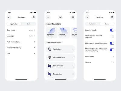 Settings in university and banking mobile app app dailyui design mobile ui university