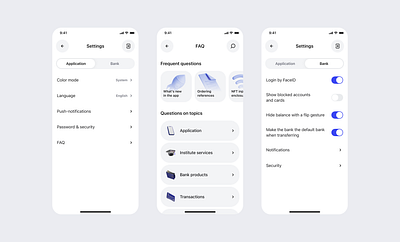Settings in university and banking mobile app app dailyui design mobile ui university