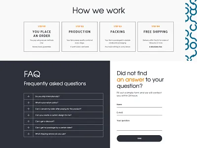 Steps & FAQ | Crafstor blue button dark design faq form input orange shop site step steps text title ui ux web web design web development white