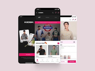 Kiosk - Fashion Store Mobile App black brand clothing concept ecommerce fashion interaction minimalism mobile app onboarding ui ui ux
