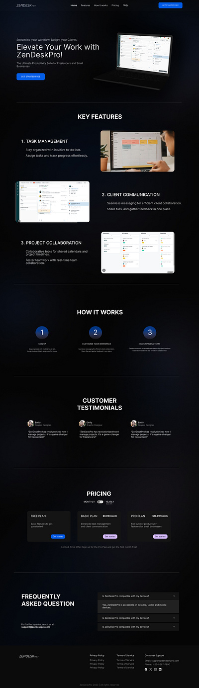 ZenDesk Pro | Streamline your workflow, Delight your Clients. 3d branding design graphic design landing page ui ux