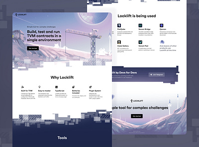 Landing Page of Locklift app blockchain branding card cards crypto design home page landing main page new product top trend trends ui web web design web3 website