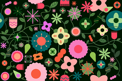 Blossom 2d design flowers geometric graphic design illustration pattern seamless vector visual