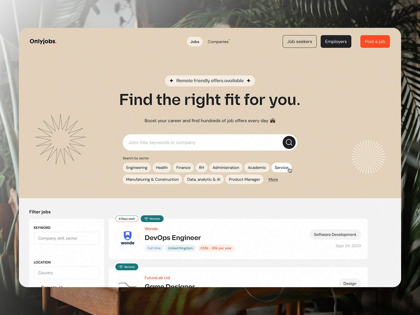 Onlyjobs - Find the right fit for you branding career find job hiring hr job board onlyjobs recruitment remote job ui web webdesign