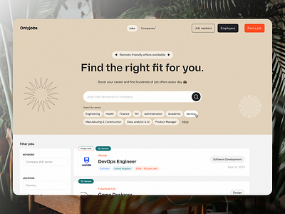 Onlyjobs - Find the right fit for you branding career find job hiring hr job board onlyjobs recruitment remote job ui web webdesign