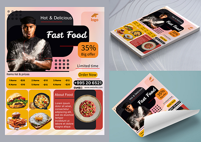 Food Flyer 2d branding chef design fastfood flyer flyer design food foods graphic design illustration logo poster poster design typography ui vector