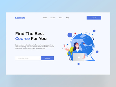 Learners - Education Landing Page branding course e learning education education landing page education template education ui education website illustration landing page minimalistic online learning ui ux web web design website website design website ui