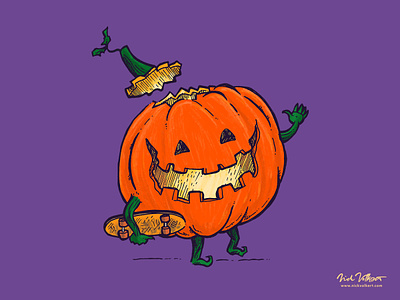 Skatedeck Pumpkin autumn halloween illustration illustrator jackolantern pumpkin scary skateboard skatedeck skater skating spooky waving