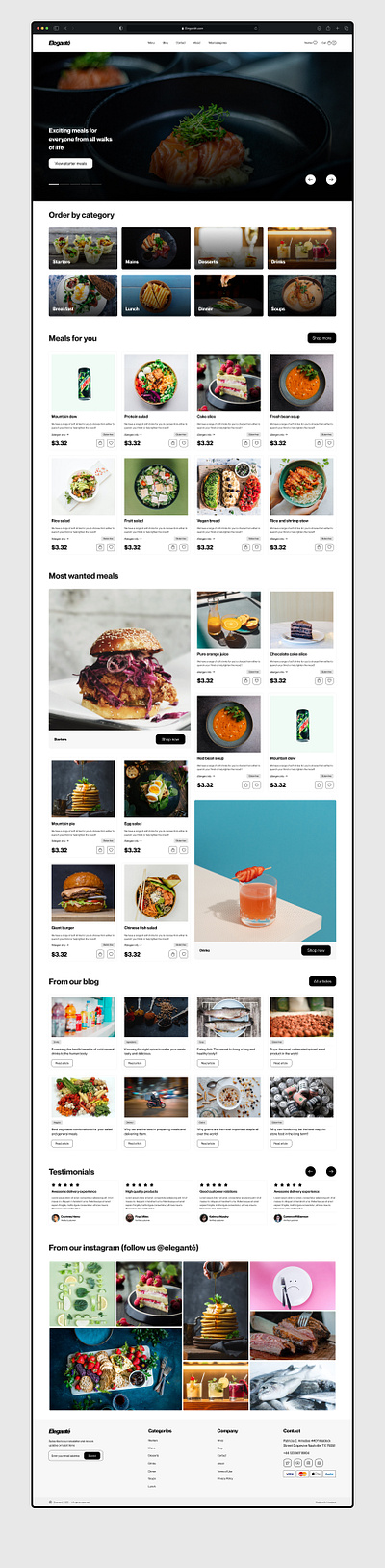 Eleganté - Restaurant website restaurant ui webdesign website