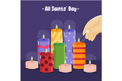 Hand Drawn All Saints Day Illustration all saints day candle catholic celebration christian chruch holiday illustration prayer religious soul vector