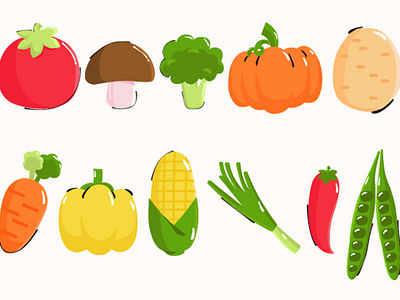 Vegetables and Fruits Element Illustration broccoli carrot clip art element food fruit illustration plant potato tomato vector vegetable