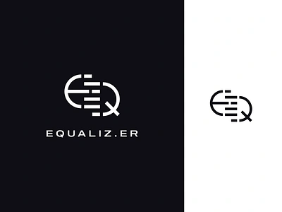 EQ letter logo + Audio levels - EQUALIZ.ER app audio brand identity branding eq equalizer letter eq lettering logo logotype minimal monogram monogram logo music music logo sound sound engineering sound levels soundwave tech logo wordmark