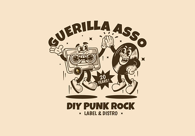 Guerilla Asso adipra std punk rock tape cassette character vintage art