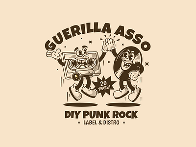 Guerilla Asso adipra std punk rock tape cassette character vintage art