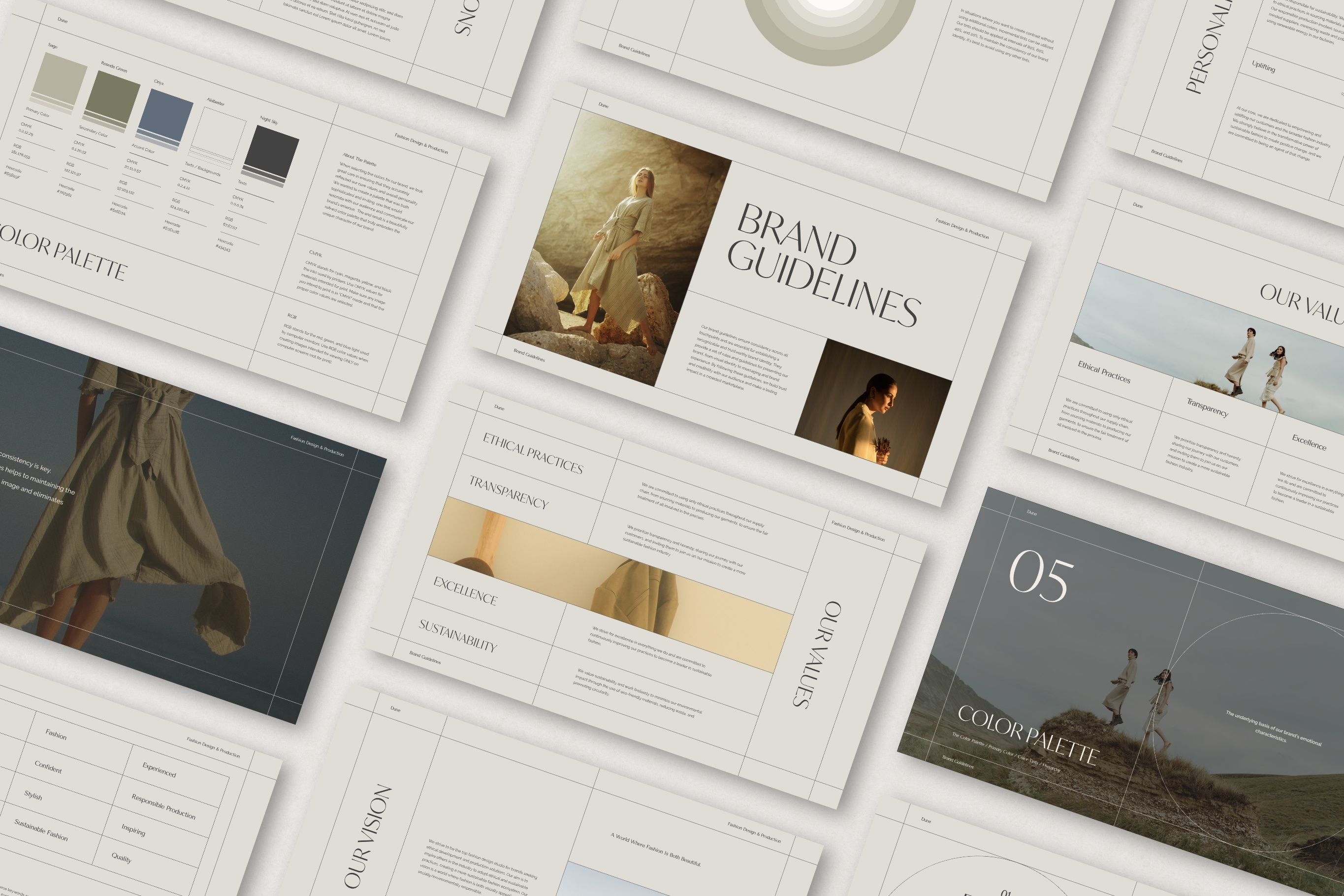 Brand Guidelines Template • Dune brand brand guide template brand guidelines brand identity brand messaging brand strategy branding branding template canva template design design templates strategy guideline style guidelines template