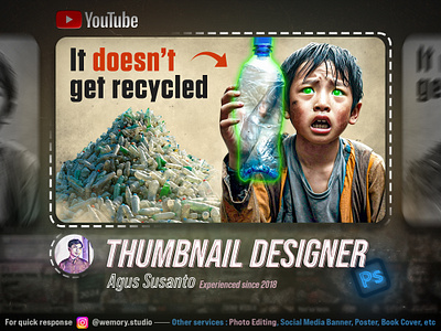 Thumbnail Design - Plastic Pollution graphic design manipulation midjourney photo editing photoshop thumbnail youtube thumbnail