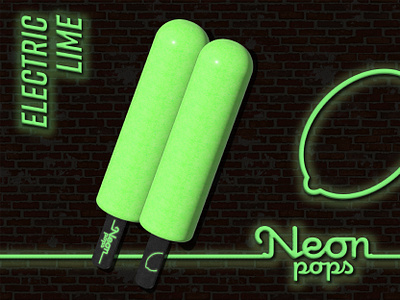 Neon Pops: Electric Lime mockup 3d branding bright graphic design ice cream lime logo marketing mockup modern neon packaging popsicle product feature typography visualization