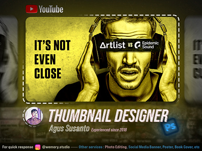 Thumbnail Design - Artlist vs Epidemic design graphic design manipulation midjourney photo editing photoshop thumbnail youtube thumbnail