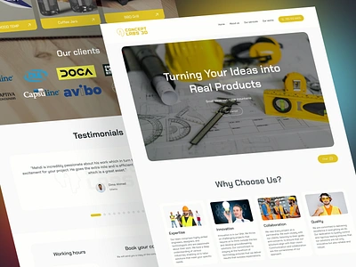 Concept lab 3d landing page app design engineering ui ux web