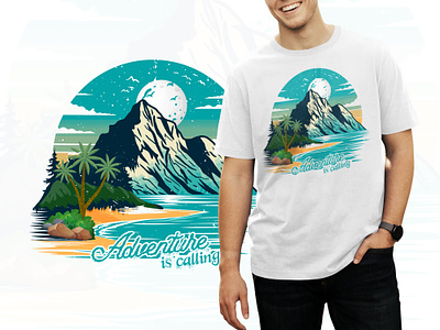 Adventure is calling outdoor t shirt print illustration shirt