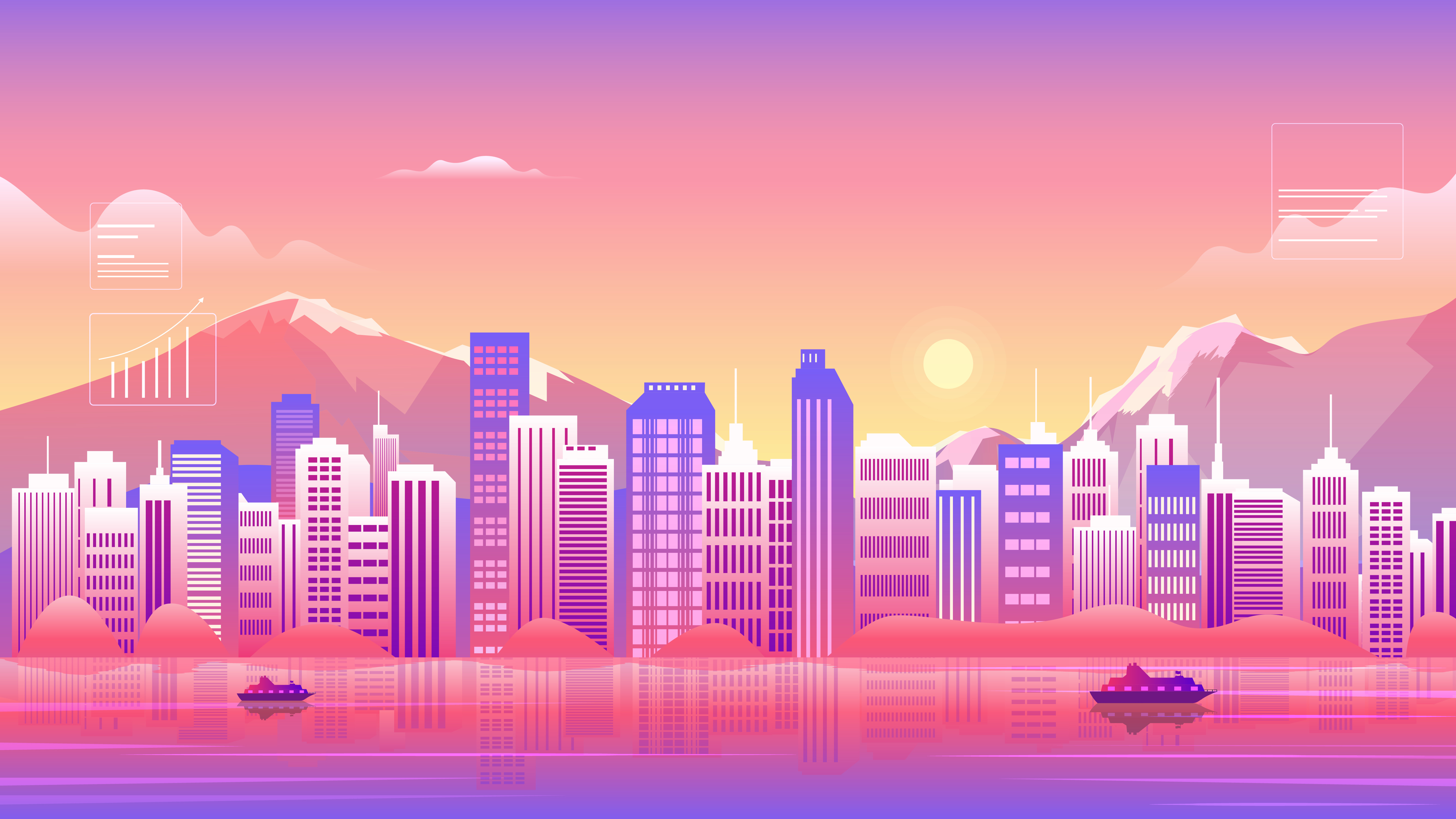 Hero Image Illustration artwork buildings header hero image hero section home page illustration illustration landing page mountains new york city sunset ui ui image uiux vector website welcome