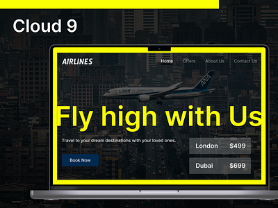 Flight Booking Website Design booking cloud 9 destination dream dubai flight fly high london miami milage mile new york offers plane sky ui user experience user interface ux