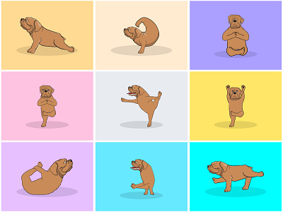 Yoga Dog Part-17 | Morning Yoga with Bordeaux🧘‍♀️🌿⚡️ animal art bordeaux cartoon dog energetic fitness fun illustration mascot meditatoin pet pet potrait relaxing sticker strong vector yoga yoga pose yogi