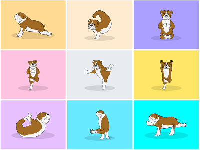 Yoga Dog Part-18 | Morning Yoga with English Bulldog🧘‍♀️🌿⚡️ animal art bulldog calm cartoon cute dog fitness fun illustration mascot meditaion pet relaxing spiritual sticker vector yoga yogi