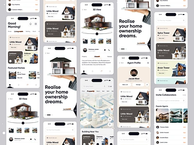 Real Estate App UI agent apartment app broker building business buy design home house ios app minimal app ofspace property real estate real estate agent residence room sell