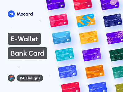 Mocard - 150 E-Wallet Bank Card animation app design bank card branding card design card template components credit card debit card digital wallet card e wallet card figma finance card financial card free graphic design interface mobile banking card payment card ui