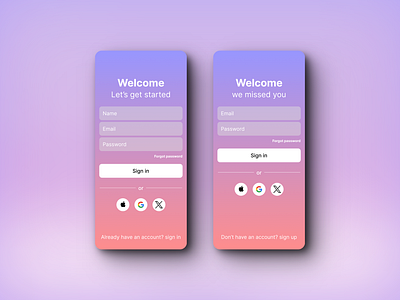 Beautiful signup/in screens signup siignin ui