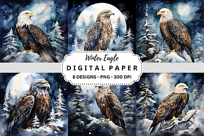 Winter Eagle Watercolor Background tumbler wrap