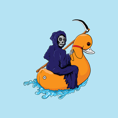 GRIM REAPER and duck hell illustration vector