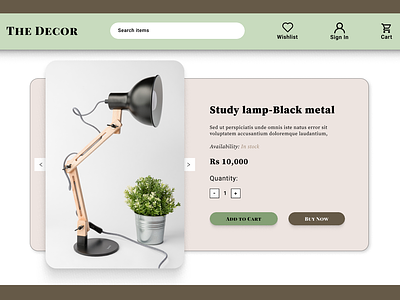 Single Product UI Design decoration website e commerce furniture website lamp single product single product design ui ui deisigning ui design webpage website