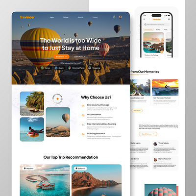 Travinder - Travel Web Design adventure design tourism travel agency travel landing page travel landing web travel web traveling trip trip planner ui uidesign ux vacation wanderlust