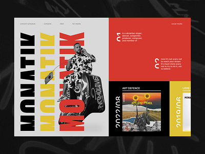 Website design for Monatik, ukrainian musician. album artist design landing page monatik music musician red ui ux webdesign website монатик монатік