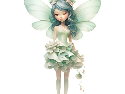 Asian Fairy 2d character asian fairy character design crafting fairy fantasy game game character game design magical creature midjourney mint green png