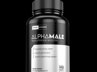 Alpha Male Label for Rich Vitamins 3d 3d art alpha booster capsules concept design illustration label logo male natalino pre workout rich vitamins sport sport supplement supplement testosterone vitamins