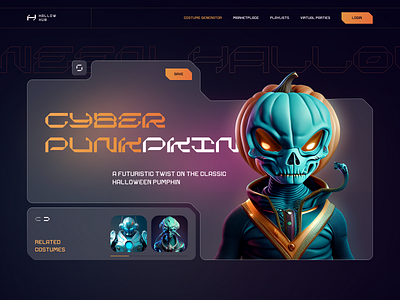 Virtual Halloween 3d ai aicostumes creative cyberpunk darkui halloween october pumpkin scary spooky trick or treat ui virtual web webdesign