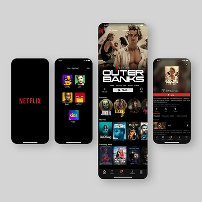 NETFLIX INTERFACE REDESIGN/PROTOTYPING app branding design illustration typography ui ux vector