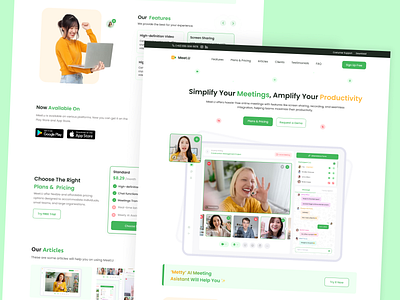 Meet.U | Landing Page Video Meeting App ai app branding chatting company disscusion landing page meet meeting mobile schedule video call video conference videomeeting web design website work