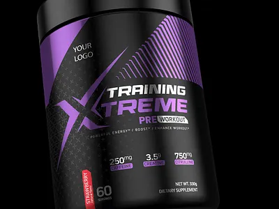 Pre-workout concept aug 2023 (available) 3d 3d art concept design illustration label logo natalino packaging pre workout sale sport sport supplement supplement training xtreme