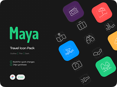 Maya Travel Icon Pack app camp design figma free icon icon pack icon set icons linear maya minimal mobile tent ticket travel trip ui