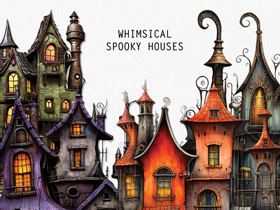 Whimsical Spooky Houses 17th houses architecture creepy houses gothic houses halloween spooky design tim burton style unique design