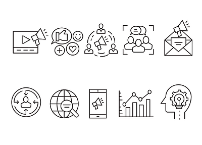 Marketing Line icons design graphic design icons set illustration logo marketing icons typography vector