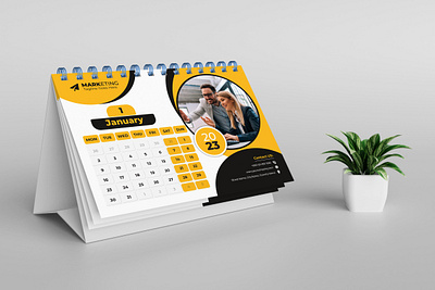 New year Desk Calendar 2023 template 12 months included daily schedule