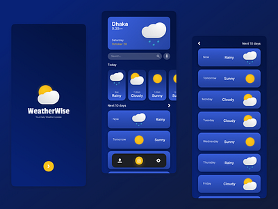 WeatherWise - Weather Forecast Mobile App design figma product design ui uiux uiux design uiux product ux weather forecast app