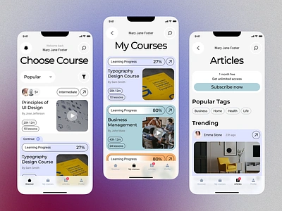 Online Courses Mobile App - Test Task for Design Studio app app design application clean course courses e classes education educational app ios mobile mobile aplication design mobile app mobile design mobile ui modern design online class online education ui ux